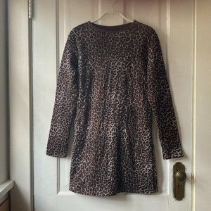 Leopard print long sleeve mini dress